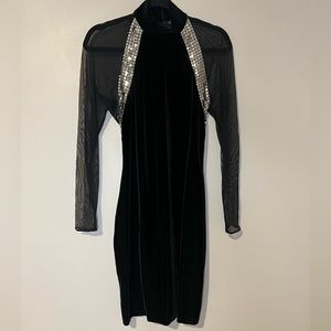 Vintage David Howard Velvet Dress with sheer sleeve and back